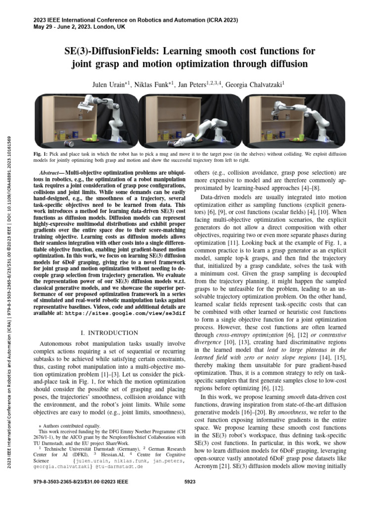 SE3-DiffusionFields Learning Smooth Cost Functions For Joint Grasp and ...