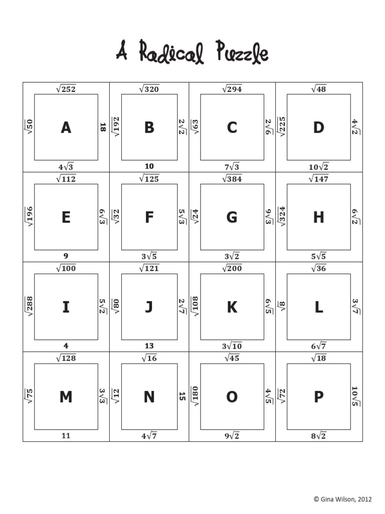 Simplifying Radicals Puzzle | PDF