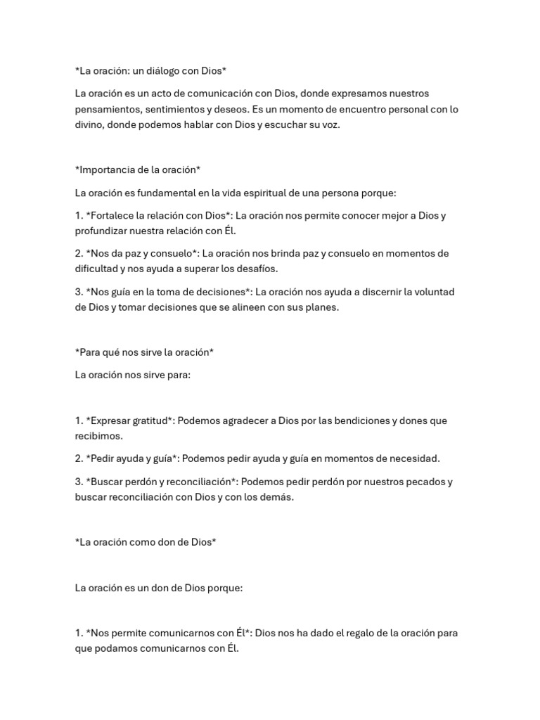 La oración: comunicación y conexión con Dios | PDF | Oración | eucaristía