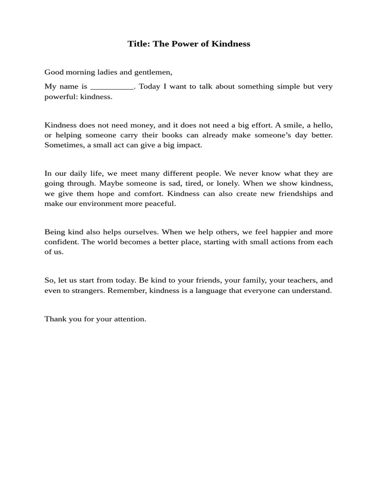 The Impact of Kindness in Daily Life | PDF