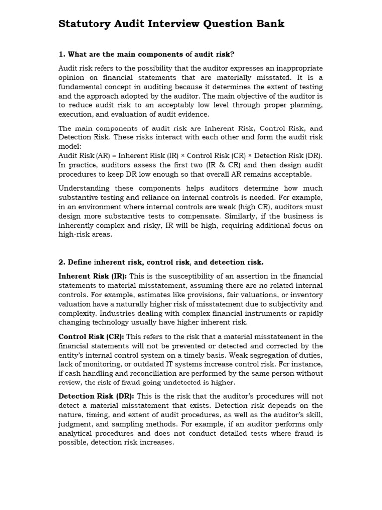 Statutory Audit Risk Components Explained | PDF | Going Concern | Audit