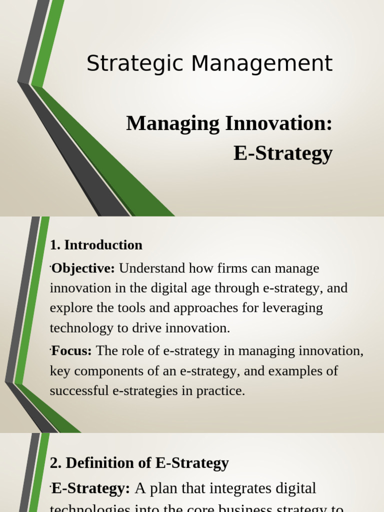 E-Strategy for Managing Innovation | PDF | Strategic Management ...