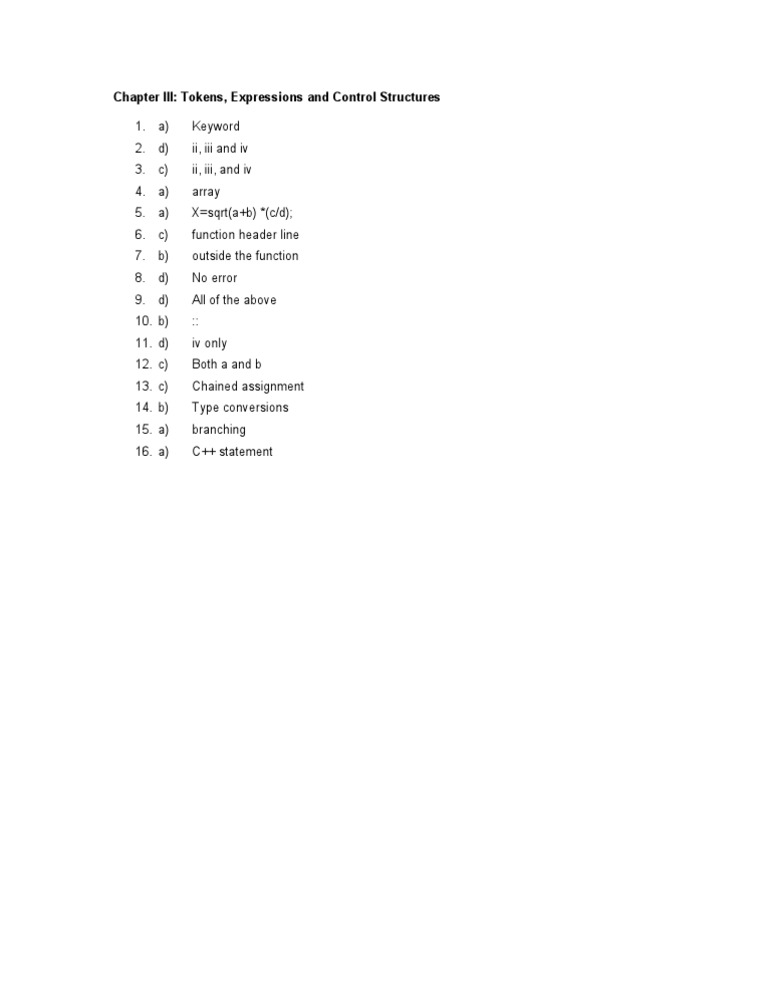 Chapter III Solutions | PDF | Control Flow | Programming Paradigms
