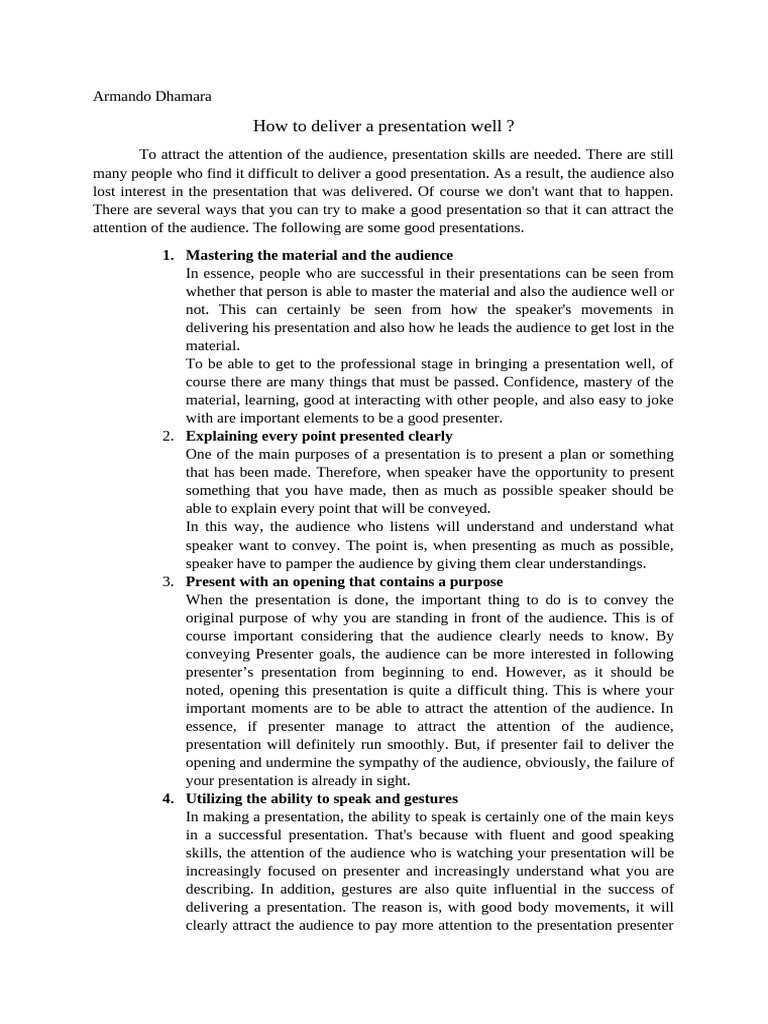 Effective Presentation Skills Guide | PDF | Attention | Gesture