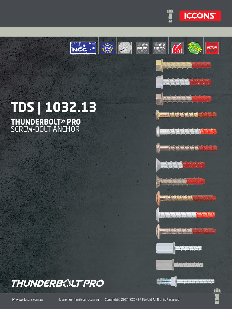 Thunderbolt Pro Screw-Bolt Anchor Guide | PDF | Corrosion | Drill