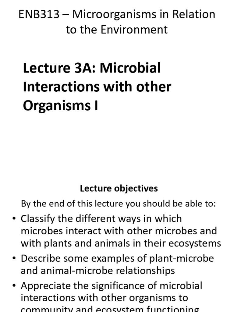 Microbial Interactions in Ecosystems | PDF | Symbiosis | Microorganism
