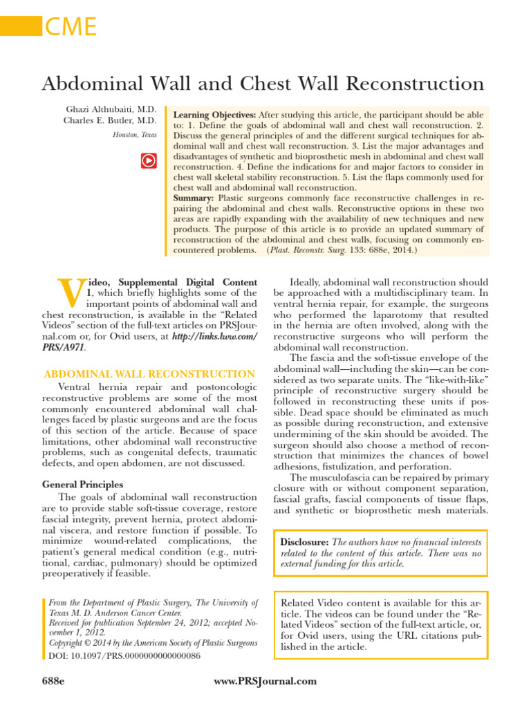 2014-05abdominal Wall and Chest Wall Reconstruction | PDF | Clinical ...