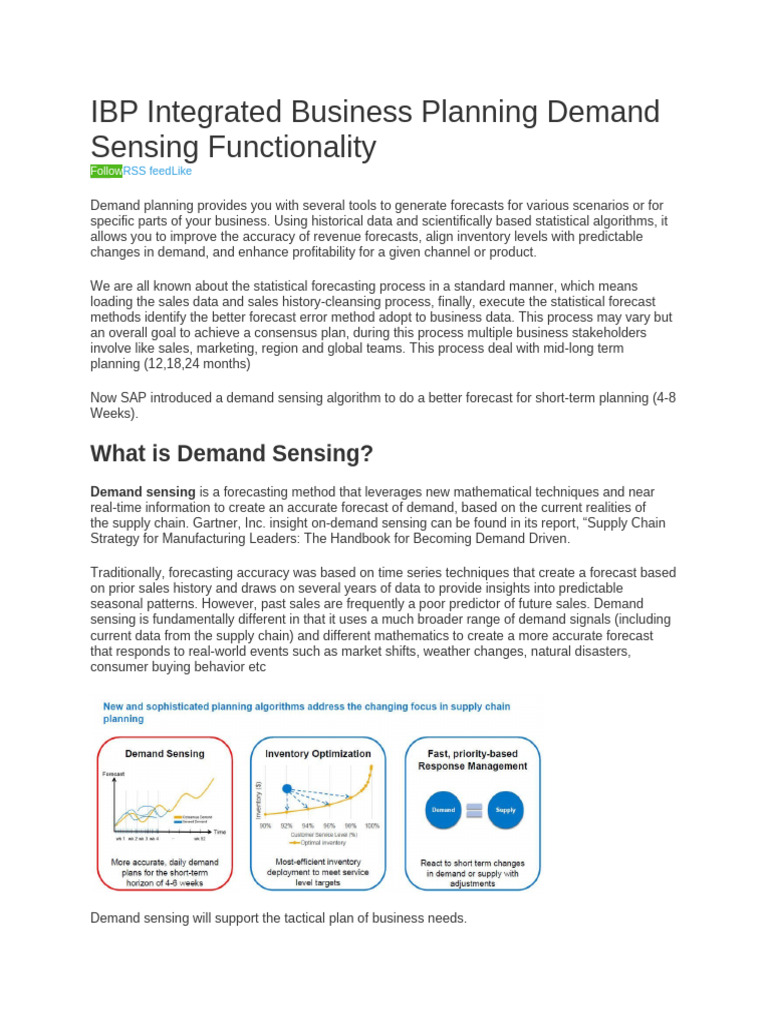 SAP IBP Demand Sensing Overview | PDF | Forecasting | Statistics