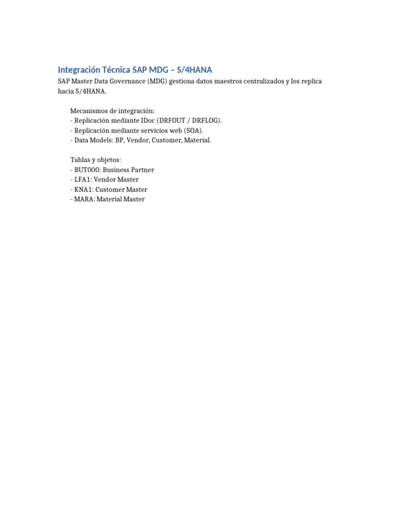 Integración SAP MDG con S/4HANA | PDF