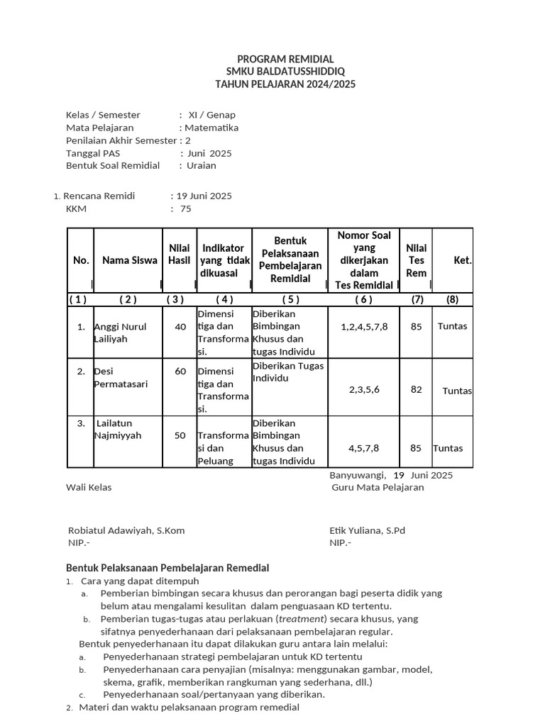 Program Remidial (1) | PDF