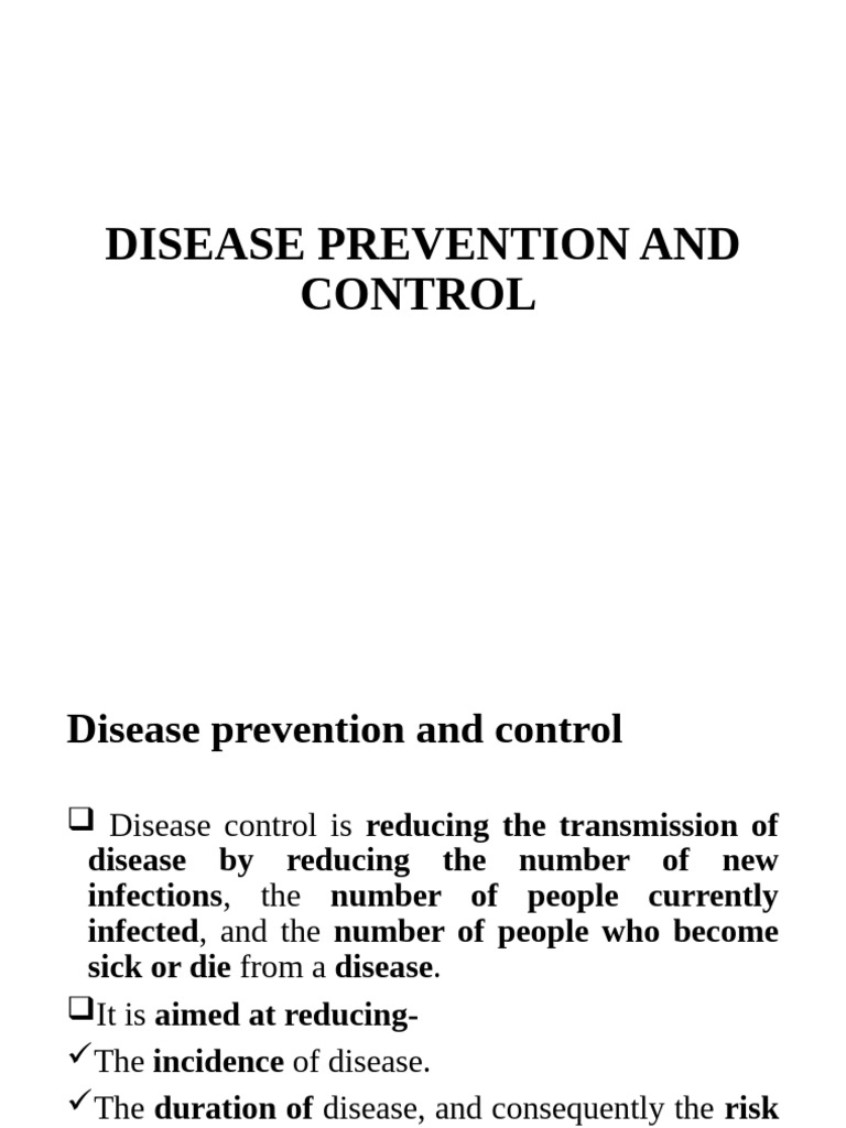 Disease Prevention and Control Strategies | PDF | Infection | Human ...