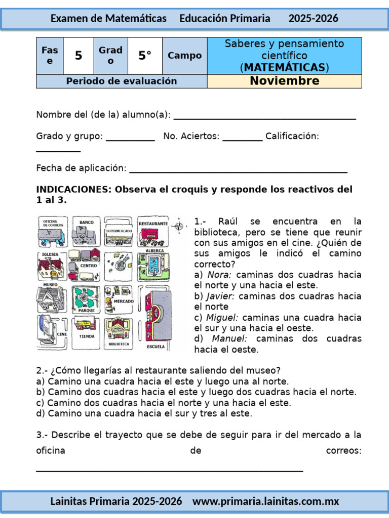 Examen de Matemáticas Primaria 2025-2026 | PDF | Triángulo | Politopos