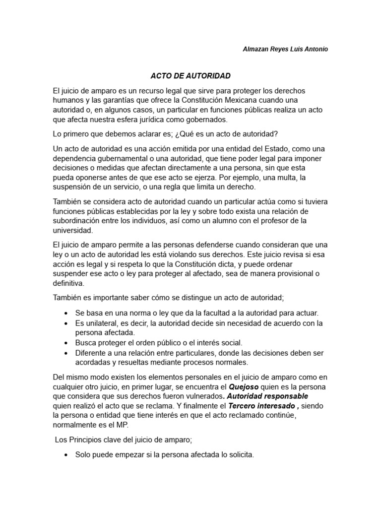 Acto de Autoridad Amparo | PDF | Justicia | Crimen y violencia