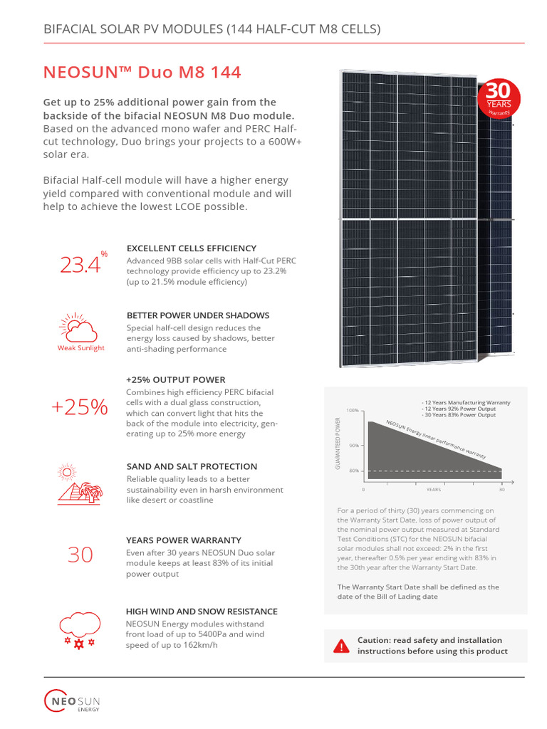 NEOSUN 540W Bifacial Solar Modules | PDF | Solar Panel | Photovoltaics