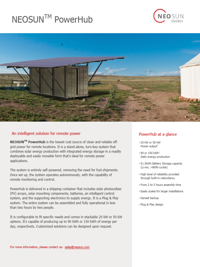 NEOSUN PowerHub: Off-Grid Solar Solution | PDF | Photovoltaic System ...