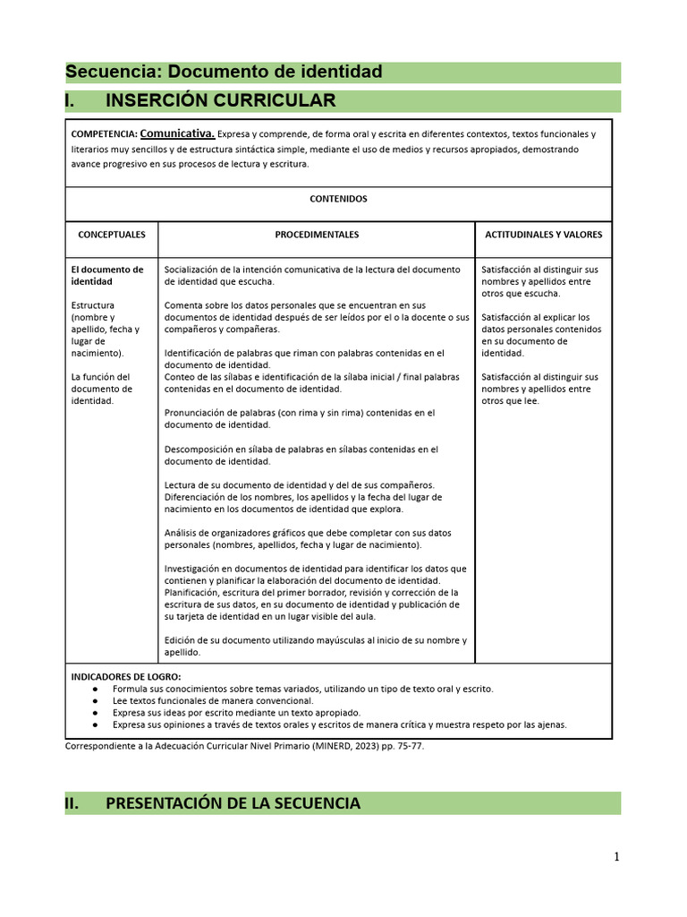 S1 G2 Documento de Identidad Con Revisión - LE | PDF | Sílaba | Caso de ...