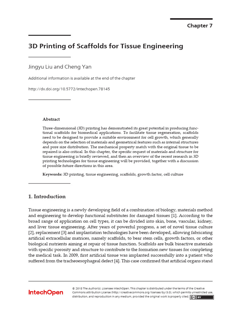 3 D Printing of Scaffolds For Tissue Engineering | PDF | Tissue ...