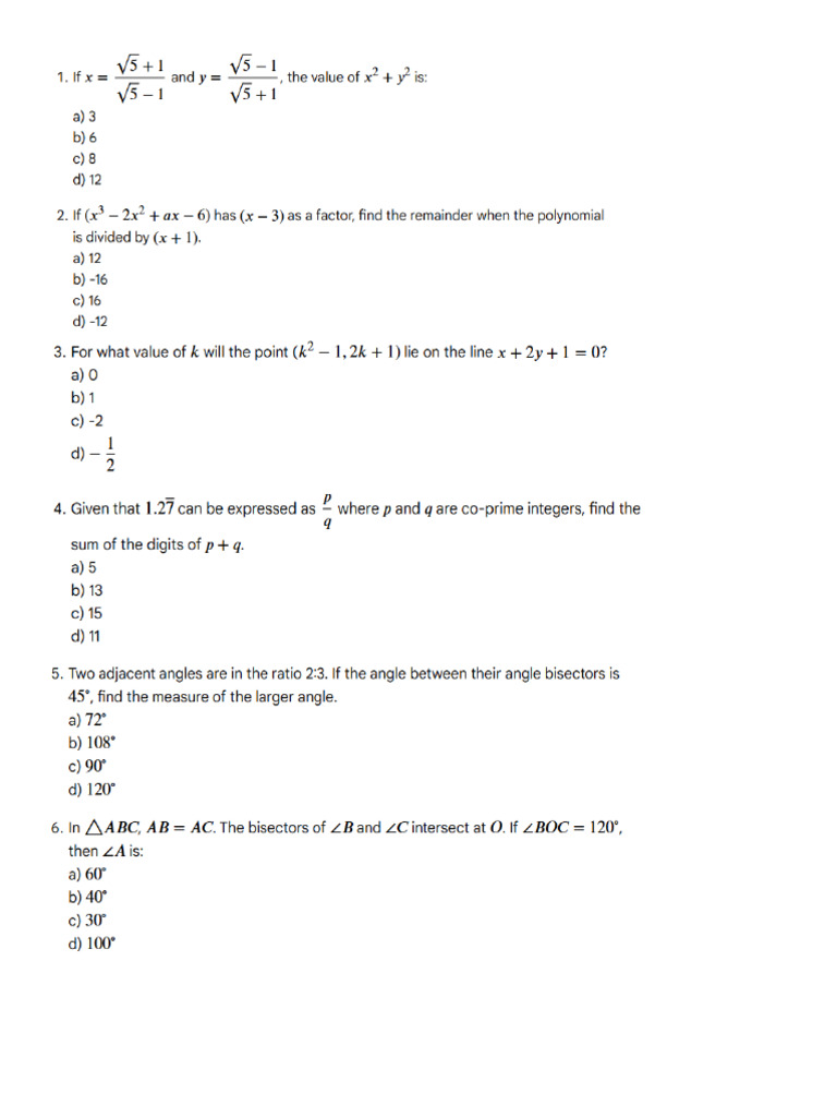 Test Paper 1 | PDF