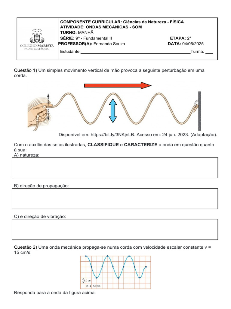 Atividades sobre Ondas Mecânicas em Física | PDF
