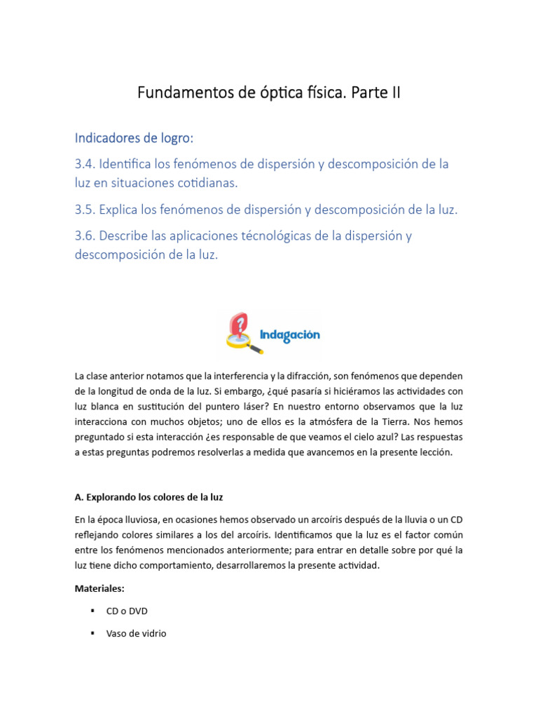 Fenómenos de dispersión de la luz | PDF | Ligero | Arco iris