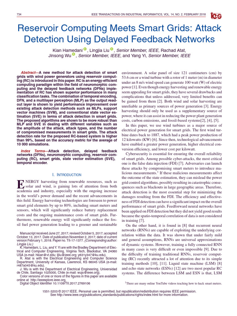 Reservoir Computing Meets Smart Grids Attack Detection Using Delayed ...