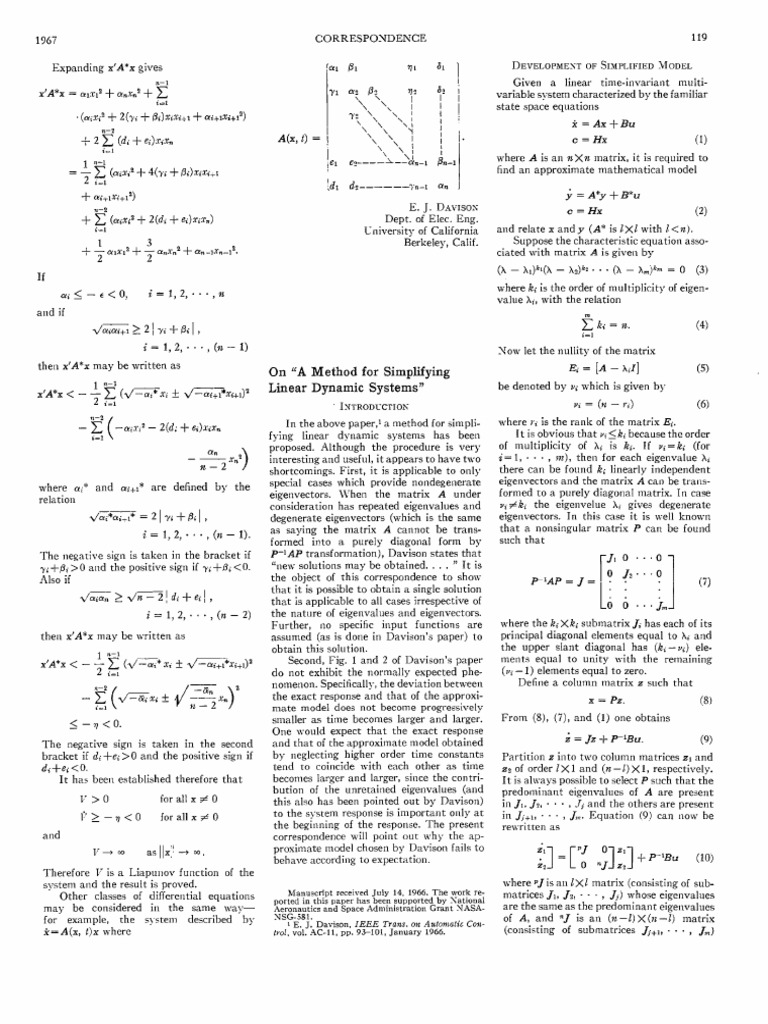 Simplifying Linear Dynamic Systems | PDF | Eigenvalues And Eigenvectors ...