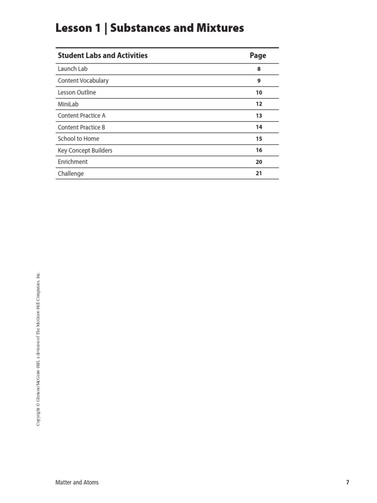 Chapter 6 Lesson 1 Worksheet | PDF | Mixture | Chemical Substances