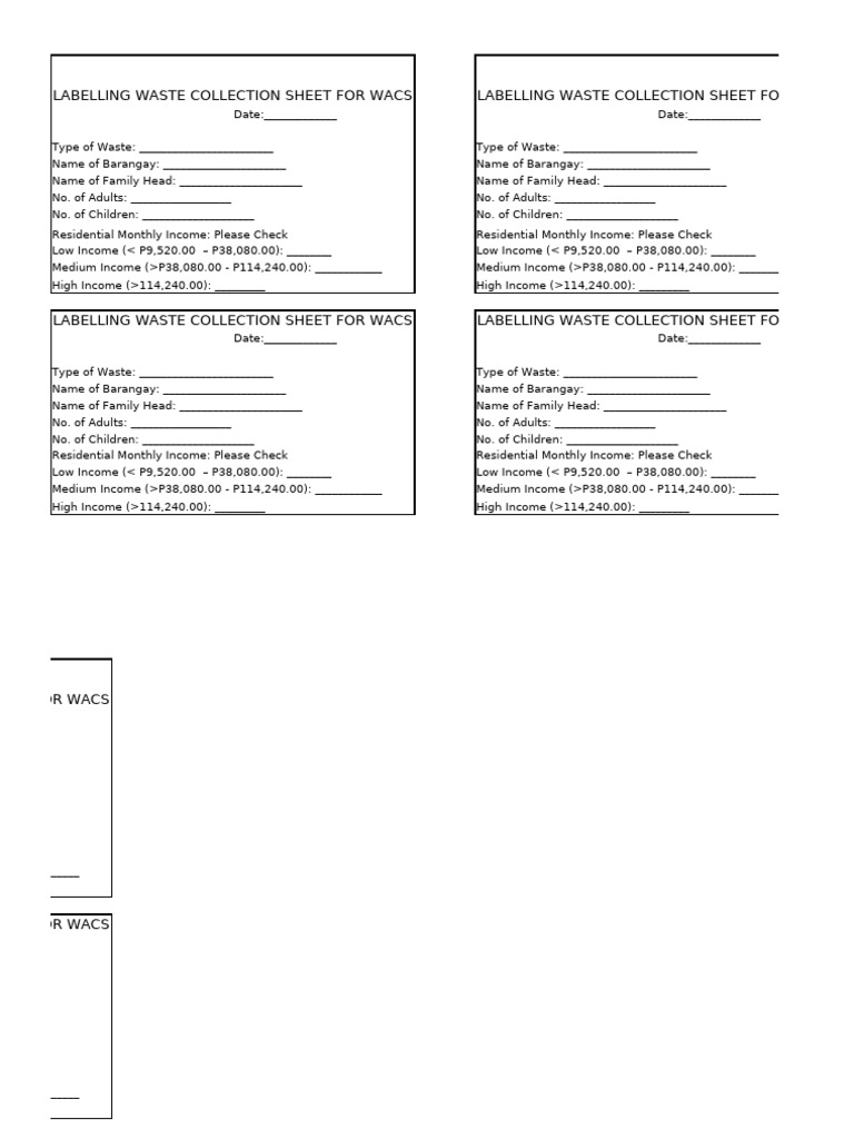Waste Collection Labeling Sheet | PDF