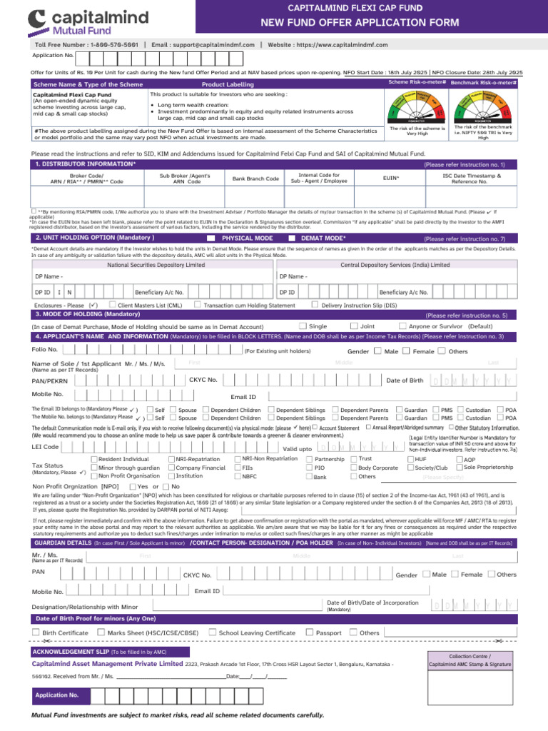 Capitalmind Flexi Cap Fund Application Form | PDF | Cheque | Business