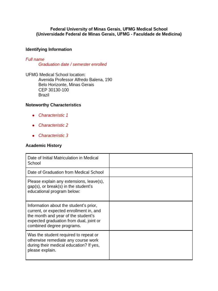 MSPE Template - Faculdades Brasileiras | PDF | Medicine | Medical School