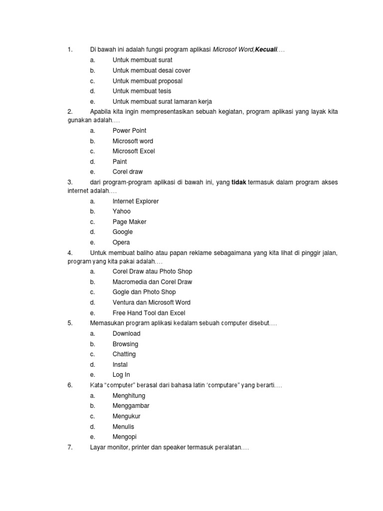 Soal Kisi kisi Ujian KKPI Kelas X Semester II Soal Kisi kisi Ujian KKPI Kelas X Semester II