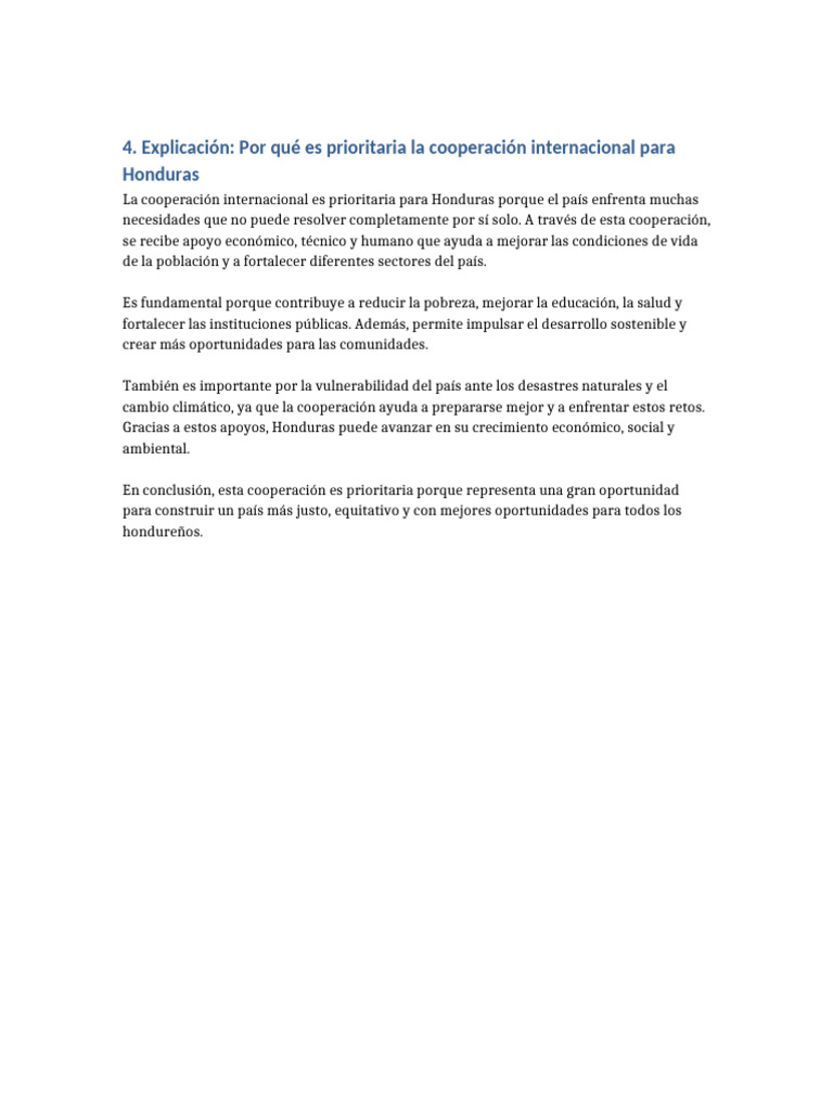 Cooperacion Prioritaria Honduras | PDF