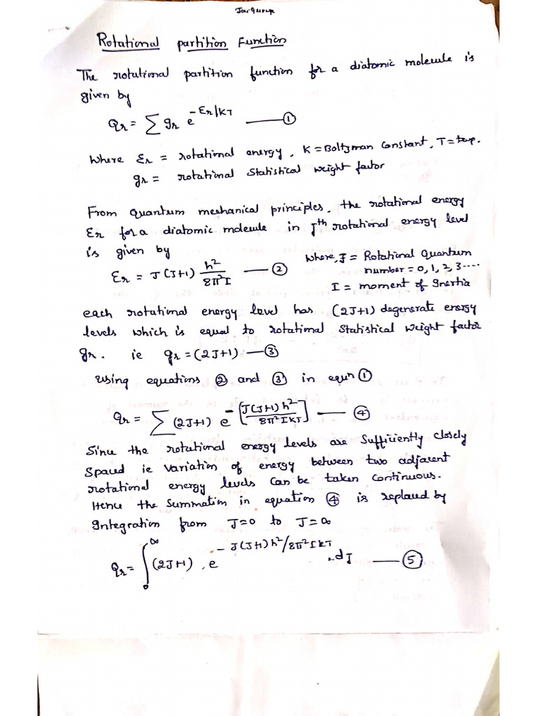 Rotational Partition Function | PDF