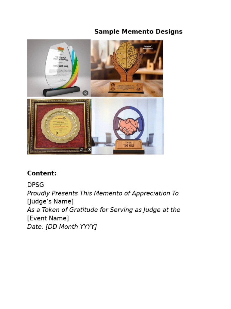 Sample Memento Design for Judges | PDF