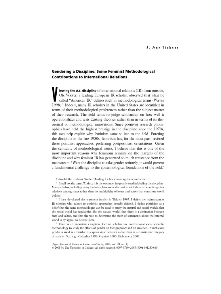Feminist Methodologies in International Relations | PDF | Positivism ...