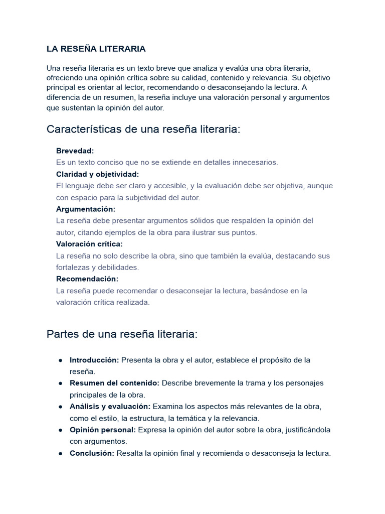 Guía Completa de Reseñas Literarias | PDF