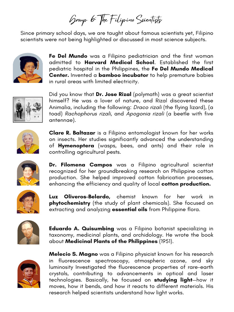 Group 6: The Filipino Scientists: Draco Rizali Rachophorus Rizali ...