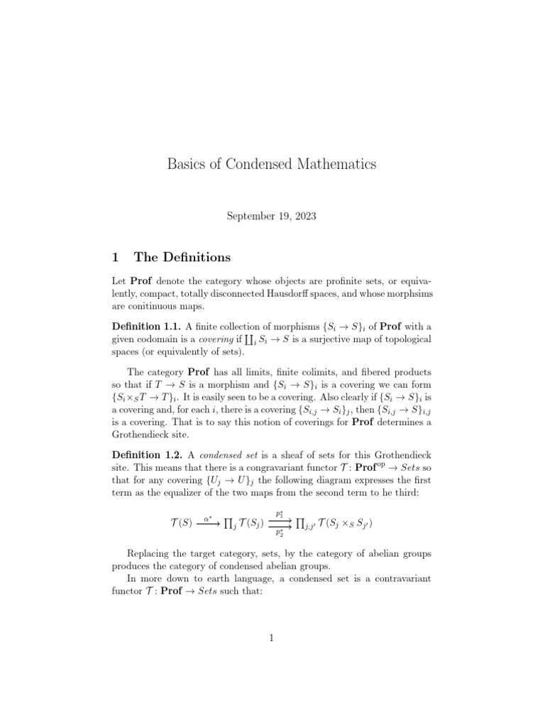 Understanding Condensed Sets in Mathematics | PDF | Functions And ...