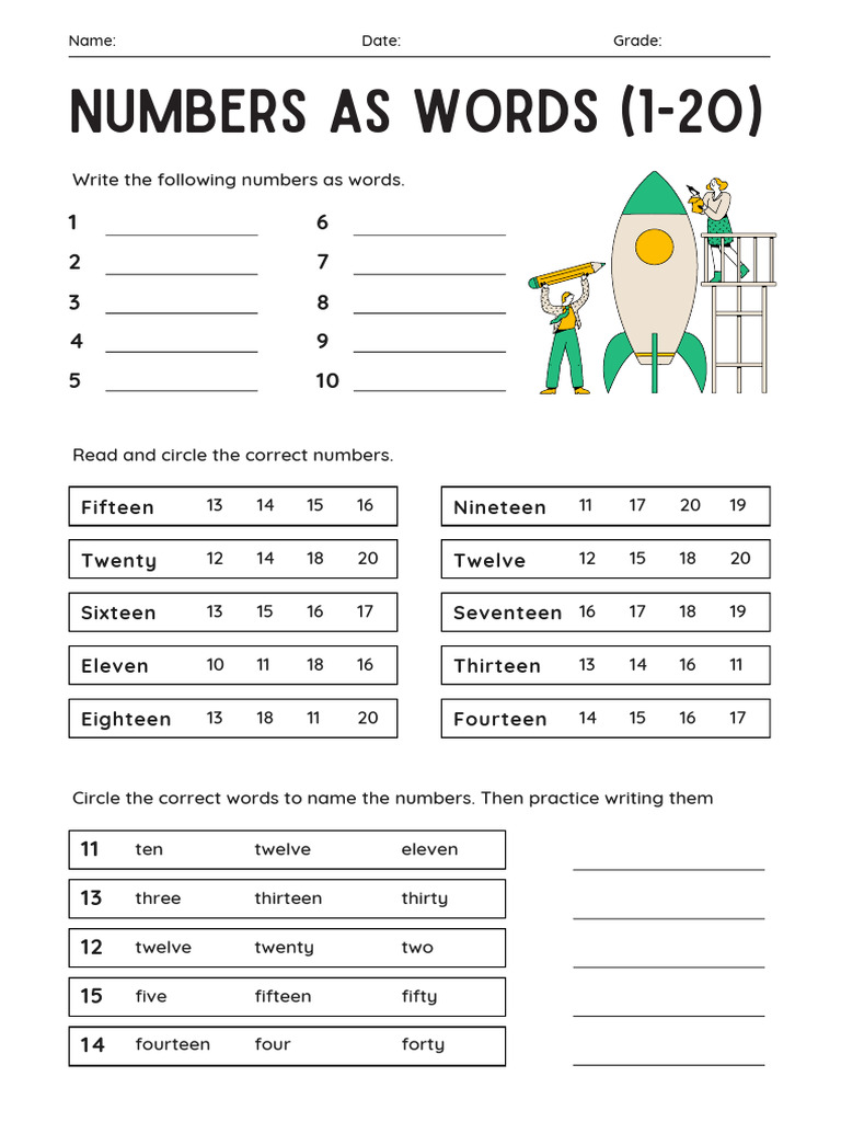 Write Numbers as Words (1-20) | PDF