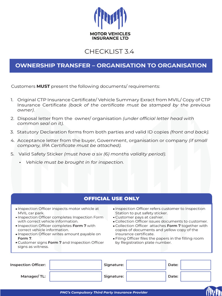 Vehicle Ownership Transfer Requirements | PDF
