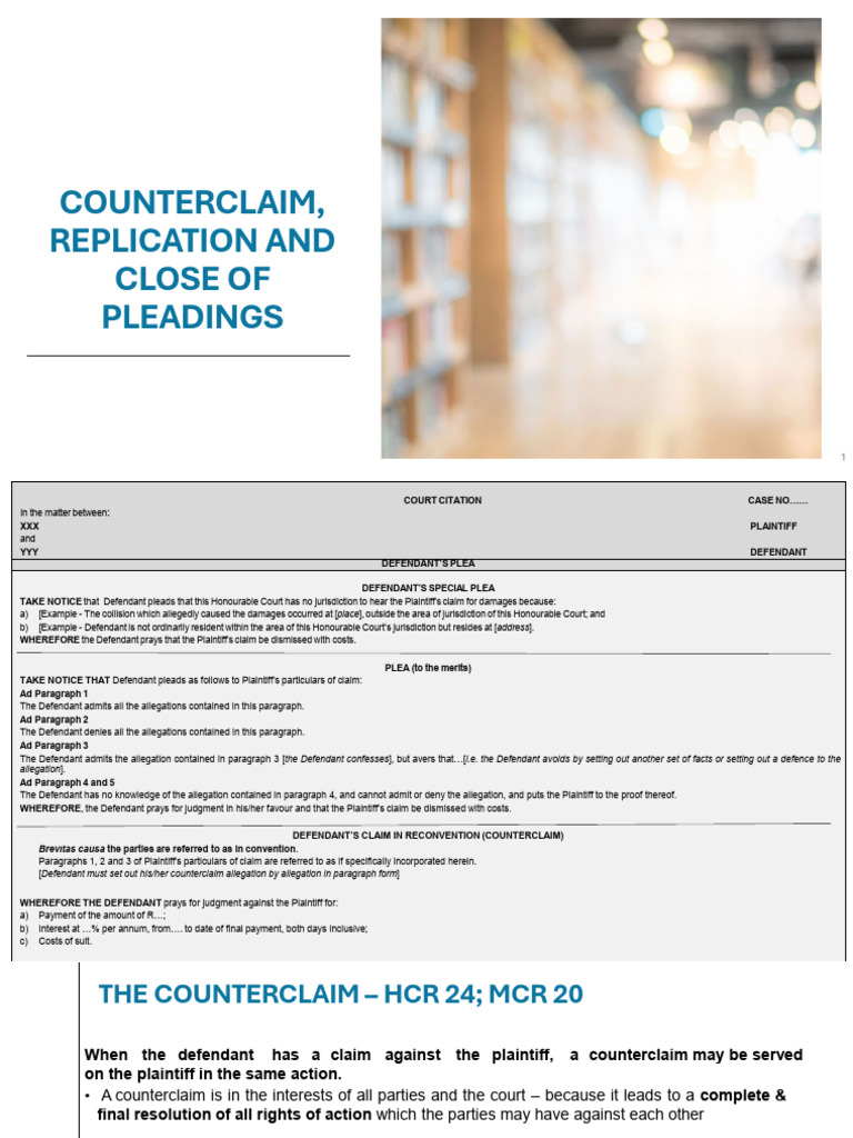 Counterclaim and Pleadings Guide | PDF | Pleading | Estoppel