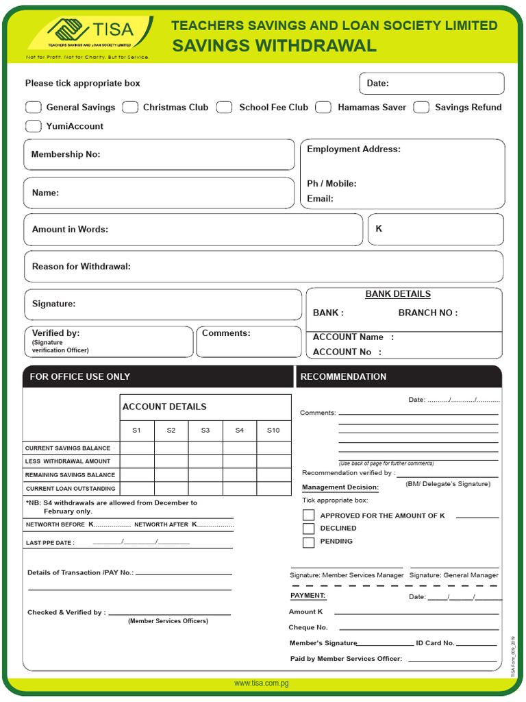 Teachers Savings Withdrawal Form | PDF | Money | Payments