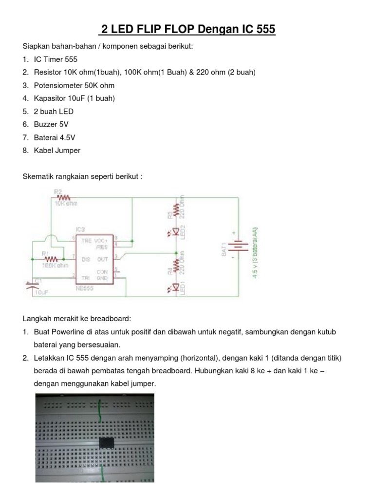 94+ Rangkaian Lampu LEDFlip Flop IC 555