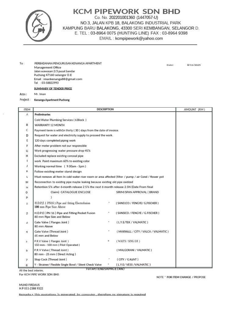Format Incoming and Dropper Pipe | PDF | Pipe (Fluid Conveyance) | Valve
