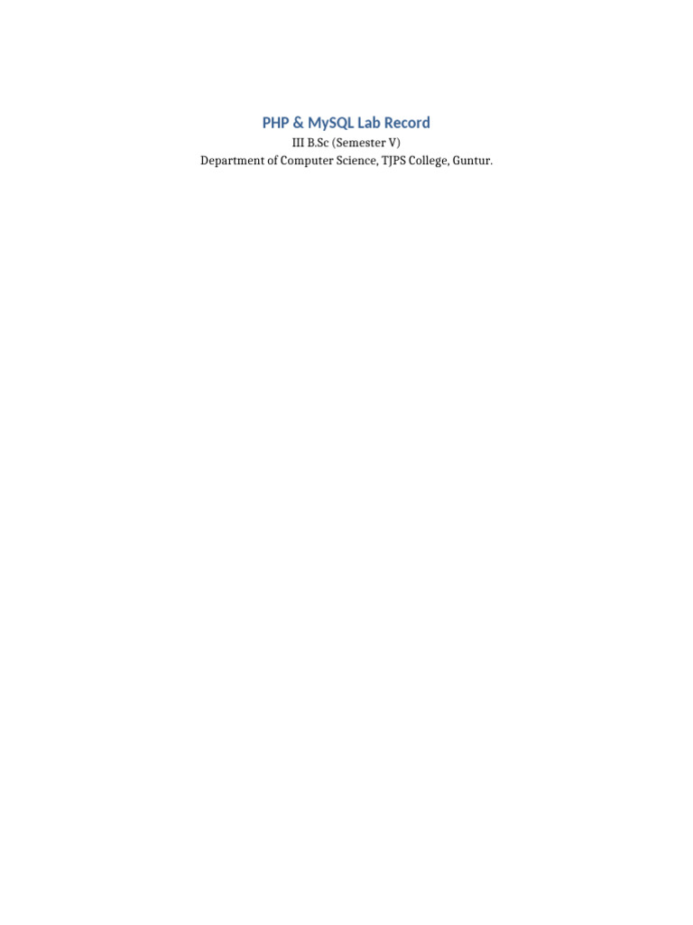 PHP & MySQL Lab Exercises Guide | PDF