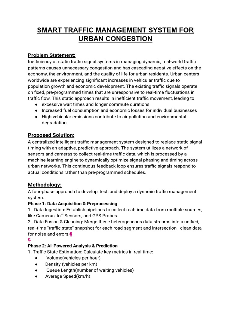 Smart Traffic Management for Urban Congestion | PDF | Traffic