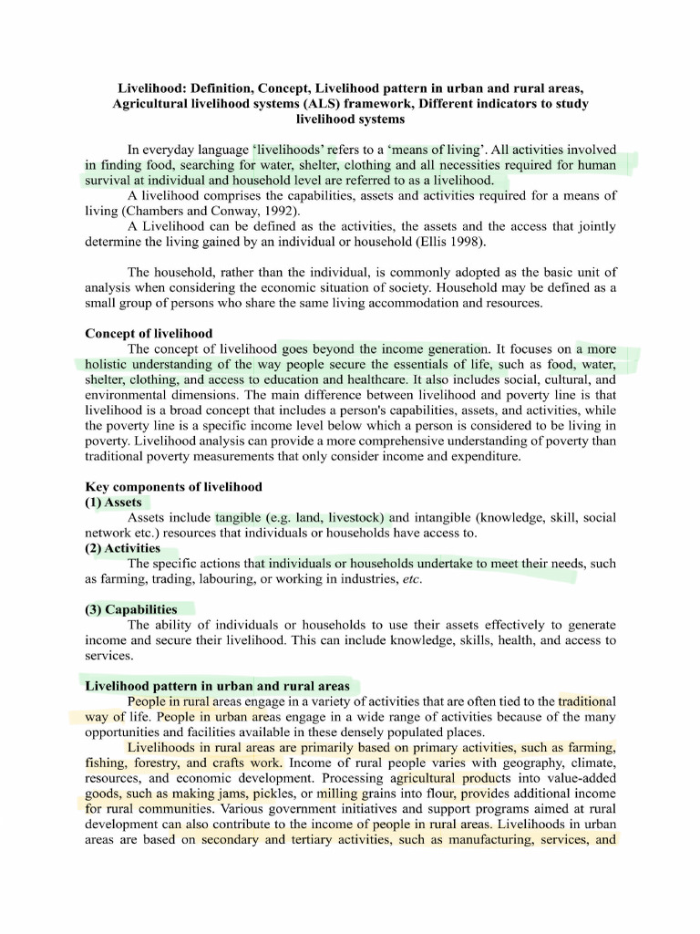 Lec 2 Livelihood | PDF