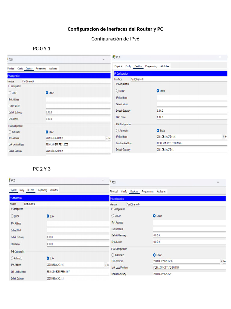 Word Configuracion de Inerfaces Del Router y PC | PDF