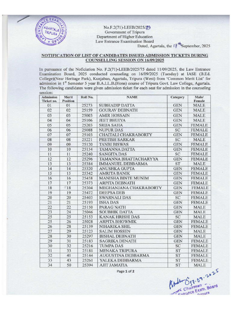 Admission Tickets Issued On 16TH Sept 2025 Ocr | PDF | Qualifications ...