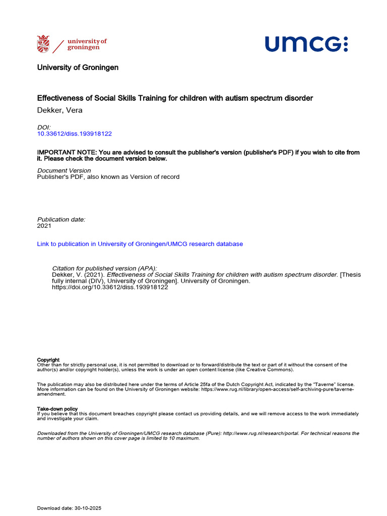Social Skills Training for Autism Effectiveness | PDF | Mental Disorder ...